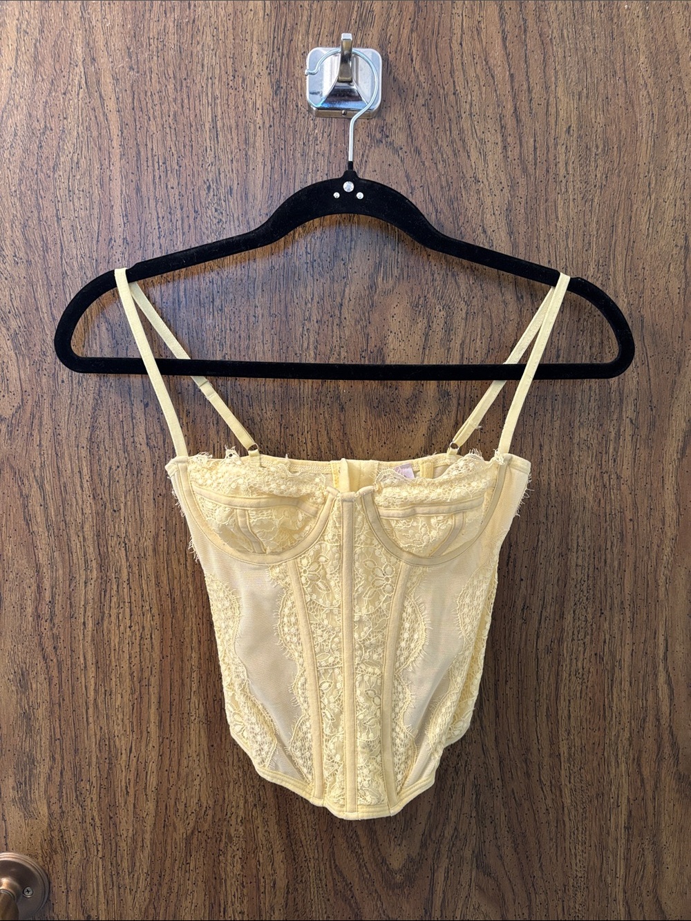 Urban Outfitters Pale Yellow Lace Bustier Top